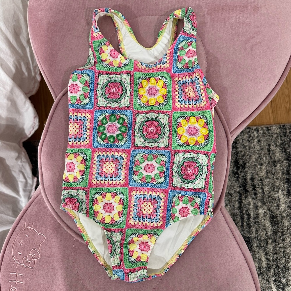 Submarine chrochet print one piece bathing suit little girl - Picture 3 of 4